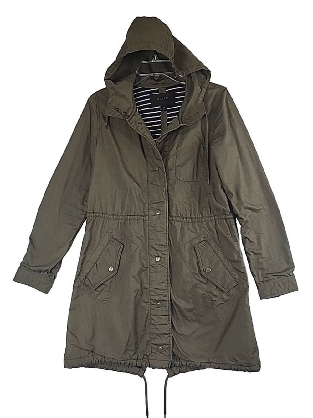 J. CREW Boyfriend Fatigue Olive Military Full Zip Parka Jacket